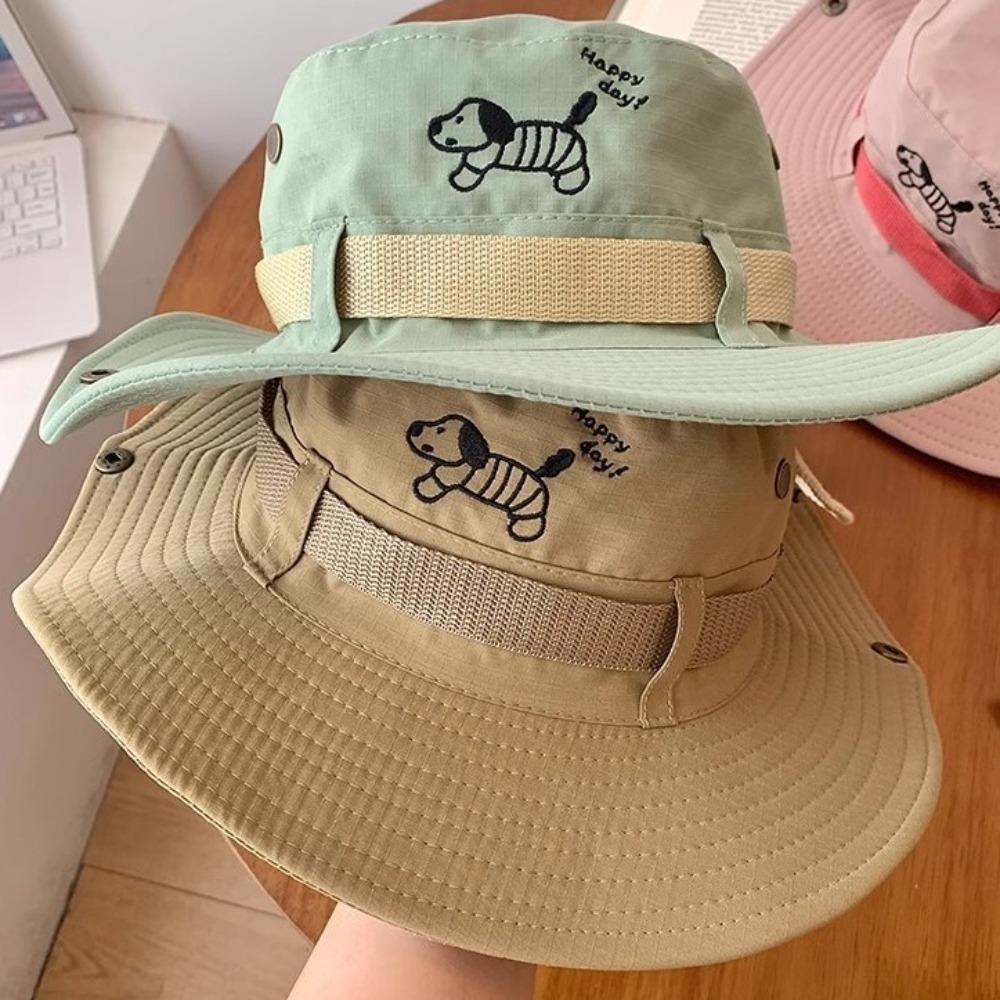 Y2K Western Cowboy Hat Visor Sunscreen Fisherman Hat Fashion Puppy Bucket Hat  Travel