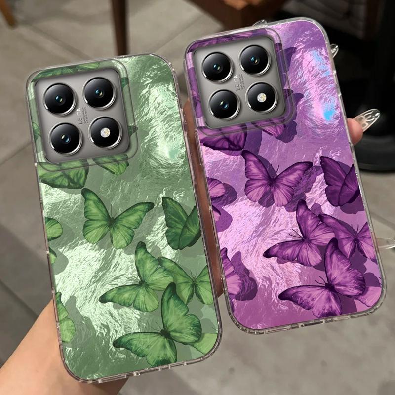Luxury Butterfly Shadow Phone Case For Xiaomi 14T 13T Pro 14Tpro 11 Lite 5G NE Silicone Shockproof Girls Women Fundas Cover