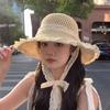 Straw Hat Women's Summer Japanese Lace Strap Flat Top Sun Hat Seaside Sun Shade Beach Small Fresh Burr Edge Sun Hat