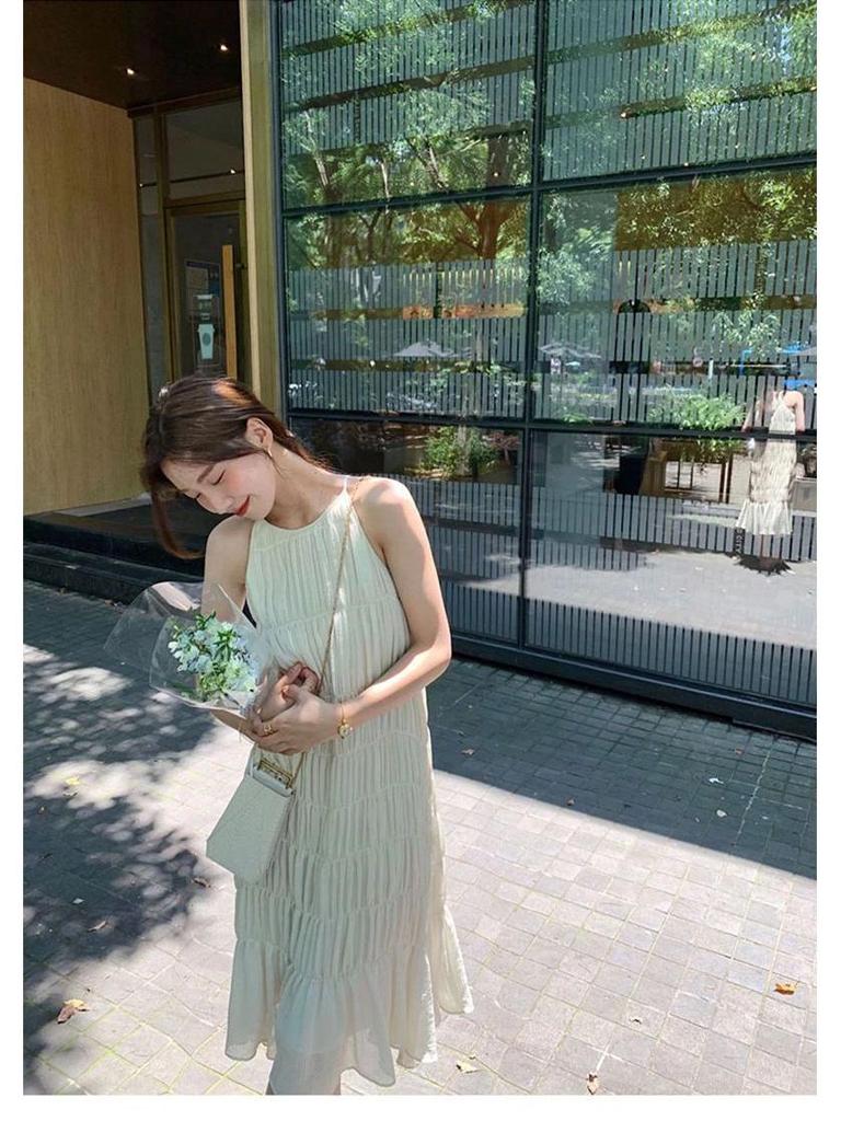 2026 Elegant Korean-Style Lightweight Seaside Spaghetti Strap Beach Dress