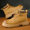 Fashion Luxury Men Genuine Leather Round Toe Boots Vintage High Top Casual Lace-up Tooling Shoes Fashion Designer Outdoor Ankle Boots