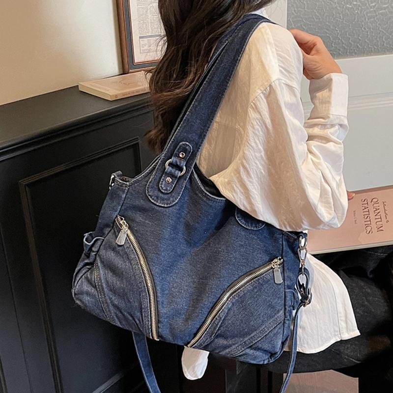 Schoolbag Women's Sky Blue Luxury Designer Denim Shoulder Crossbody Bag For Casual Jeans Bags Designer Tote Luxury Handbag Denim Shopping Bag Bolsos