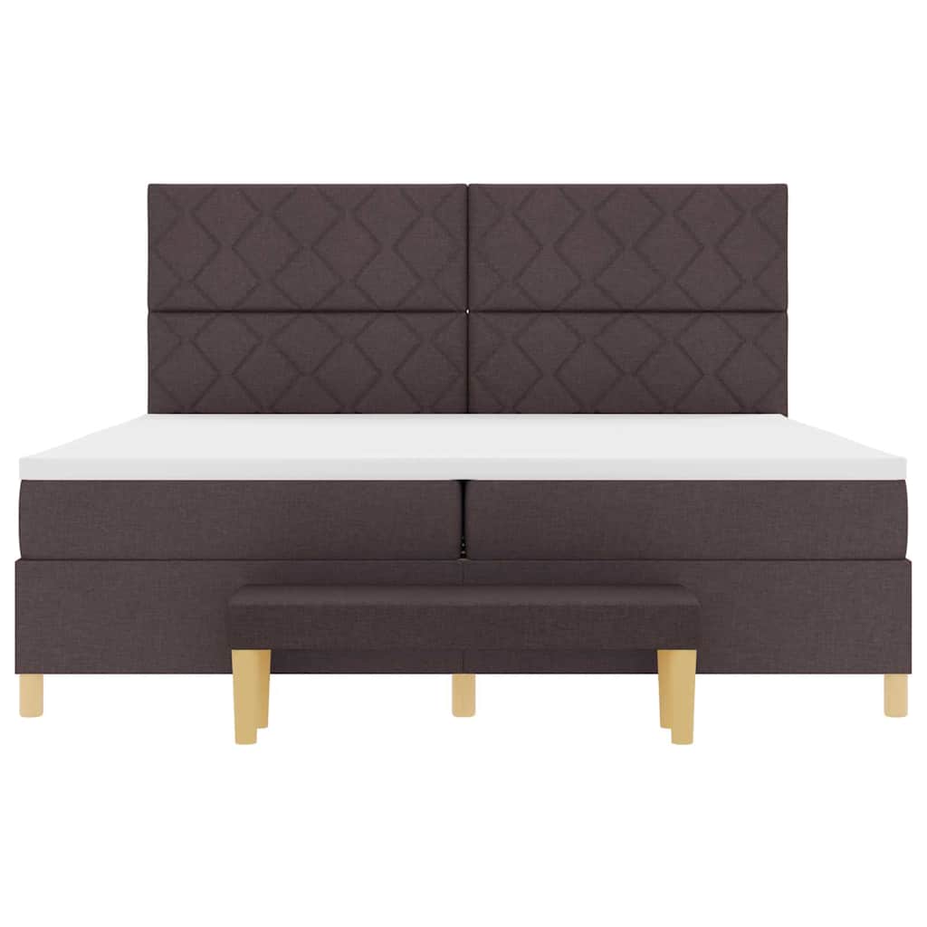 Box Spring Bed with Mattress Dark Brown 200 x 200 cm Fabric