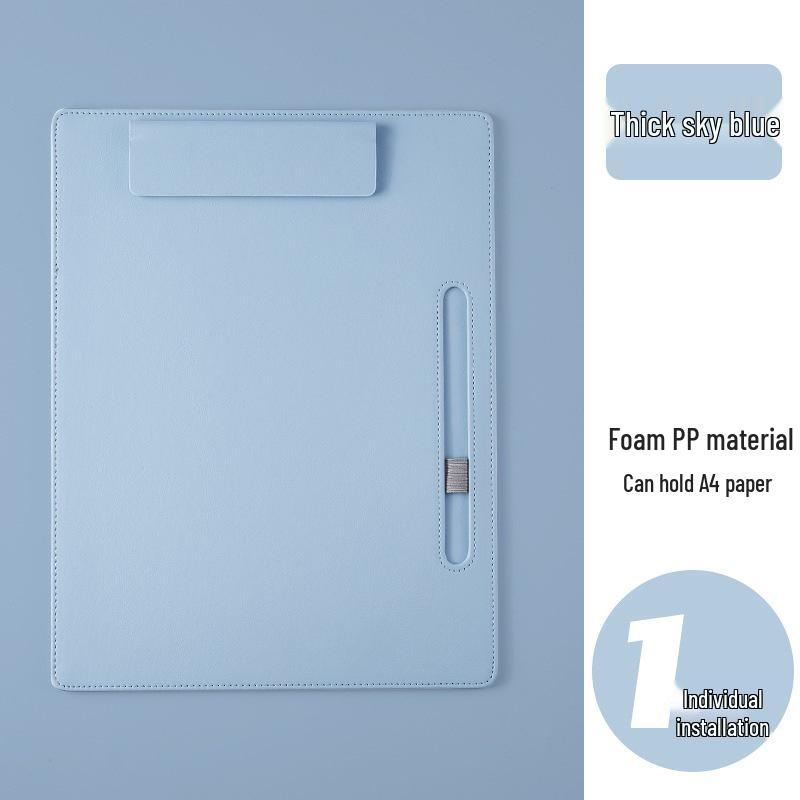 

A4 Leather Conference Folder with Clip and Custom Logo - Signature Pad for Business Meetings небо синє кольору
