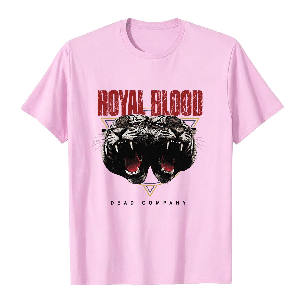 Herren Damen Royal Blood Band T-Shirt Dead Company Doppel Tiger Grafikdruck Merch Kurzarm Baumwolle Freizeit-T-Shirts Unisex T-Shirts XS rosa