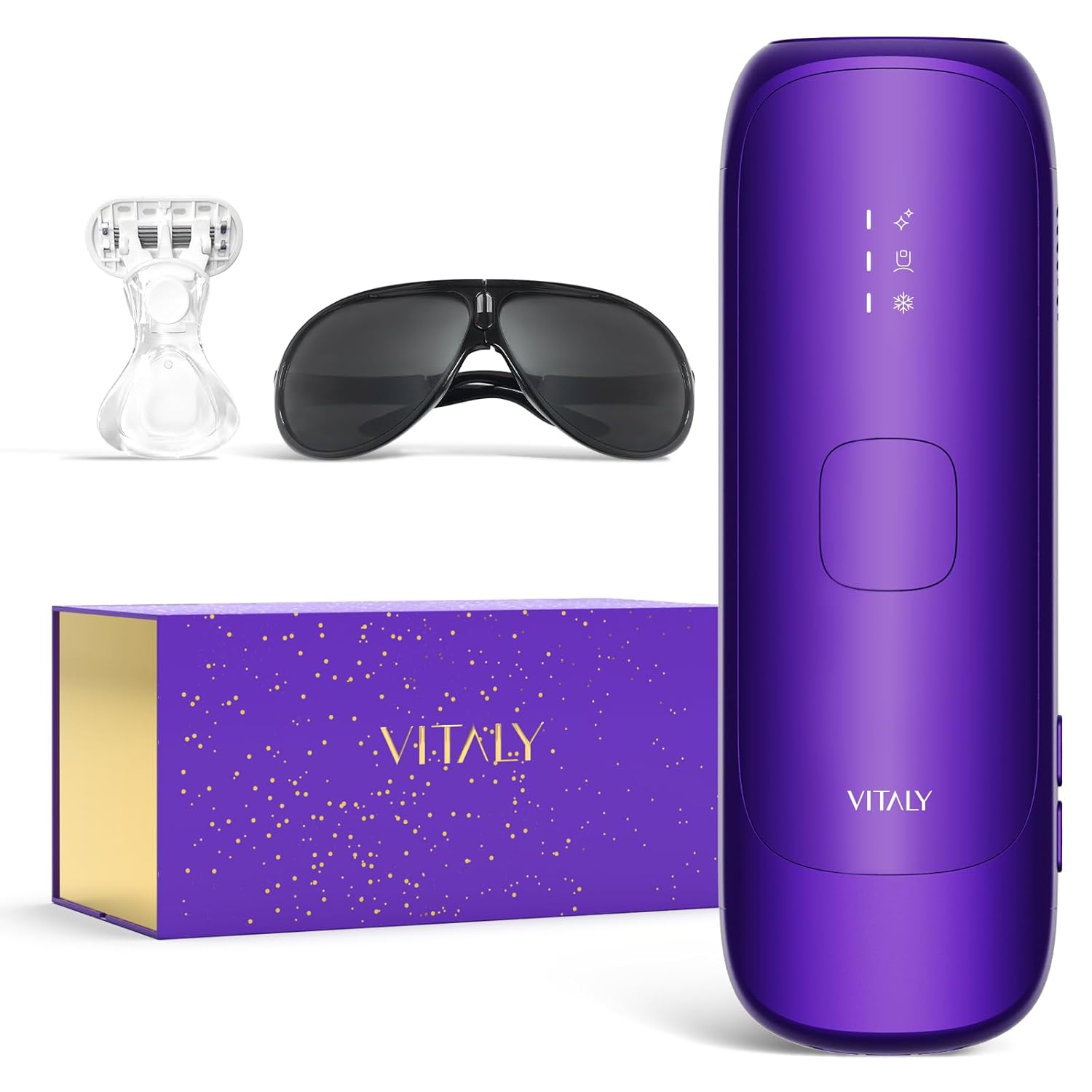 

IPL Устройство для удаления волос для женщин, Ледяное охлаждение, 999 999 вспышек, Практически безболезненное, Для всего тела, Фиолетовый покинуть белый