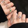 The Same Color Treasure Open Ring Light Luxury High Sense Imitation Opal Emerald Purple Zircon Ring Female