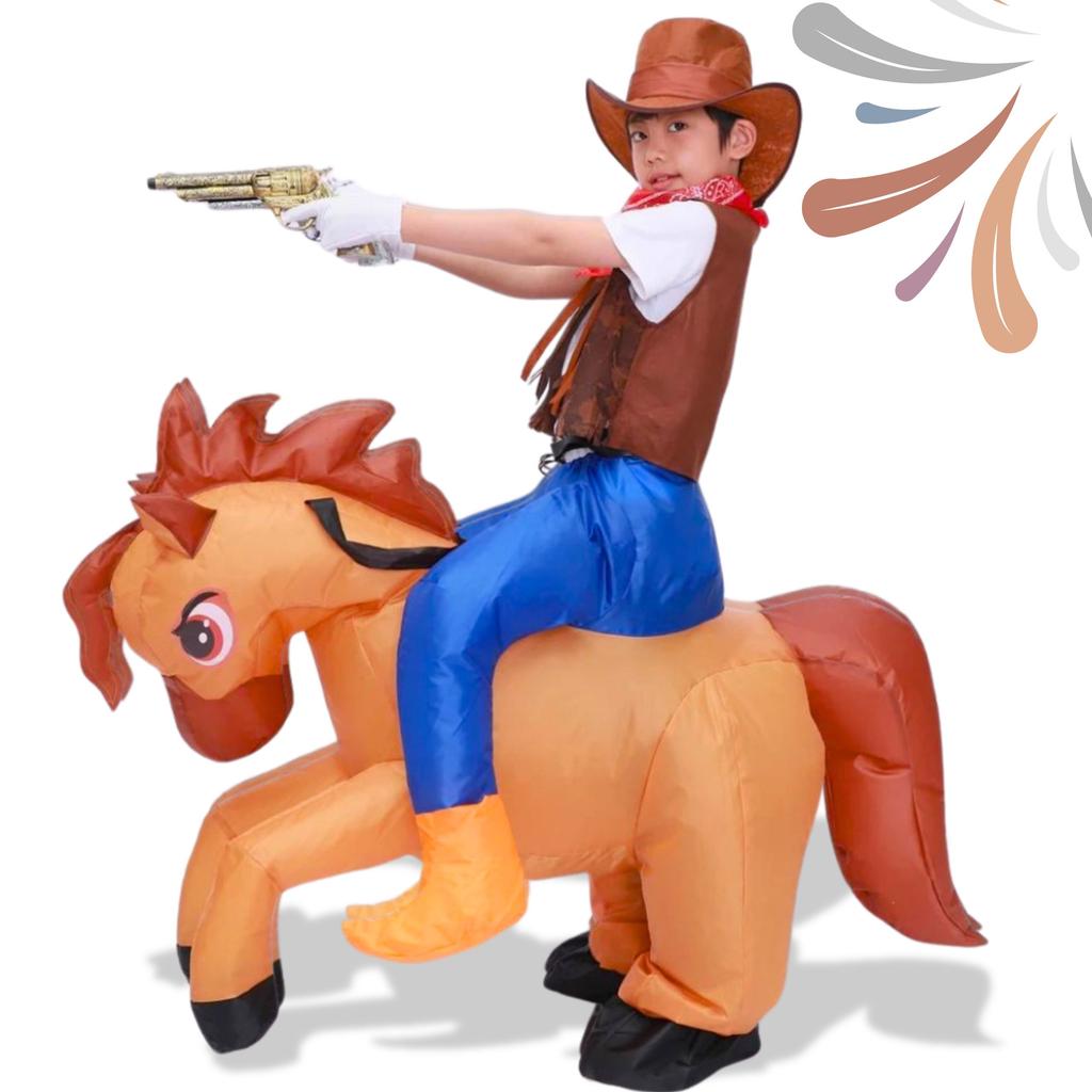 Inflatable Cowboy Costume ON Horse Wild West Costume FOR BALL Carnival J II 15 E