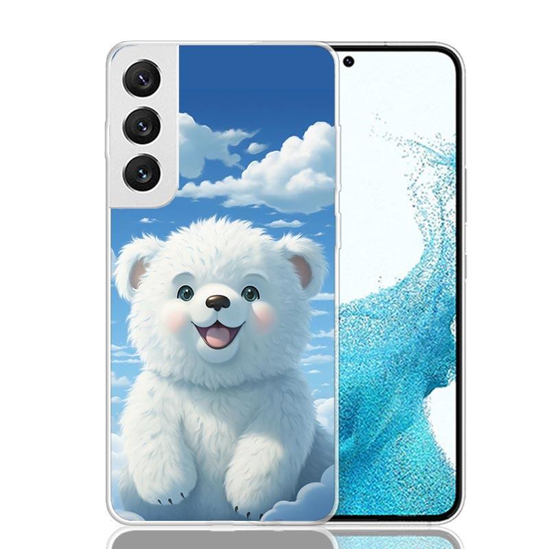 Sunny Clouds Teddy Bear Phone Case For Samsung Galaxy S26 Ultra S23 S24 S25 Edge S20 FE S21 S22 Plus Soft Print Shell Cover Fund