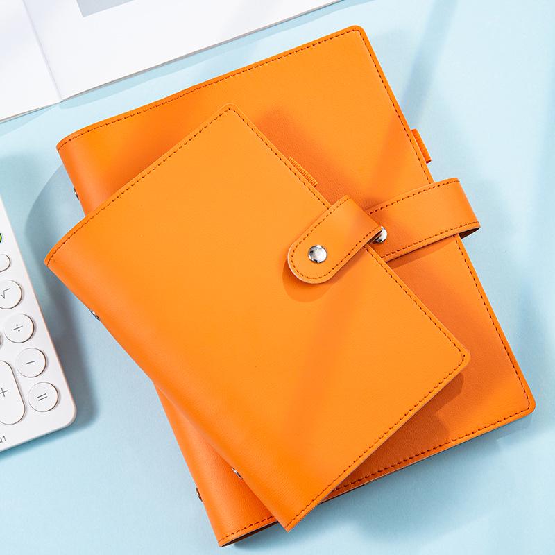 Leather Softcover Loose-Leaf Notebook with Snap Button - A5/A6 Diary & Journal