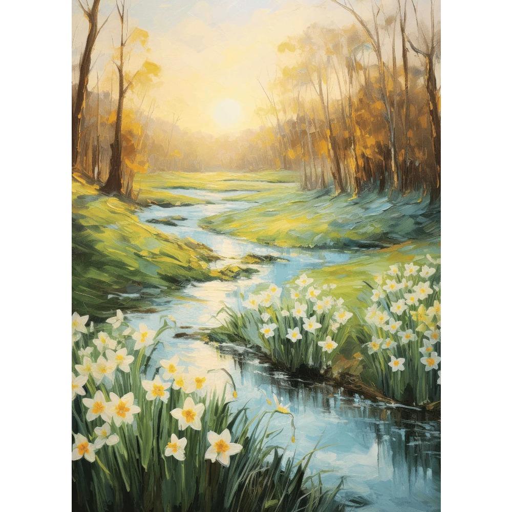 Nursery Landscape Sunset Daisy Flower Posters Wildflower Field Modern Prints Canvas Painting Wall Art Pictures Home Room Decor