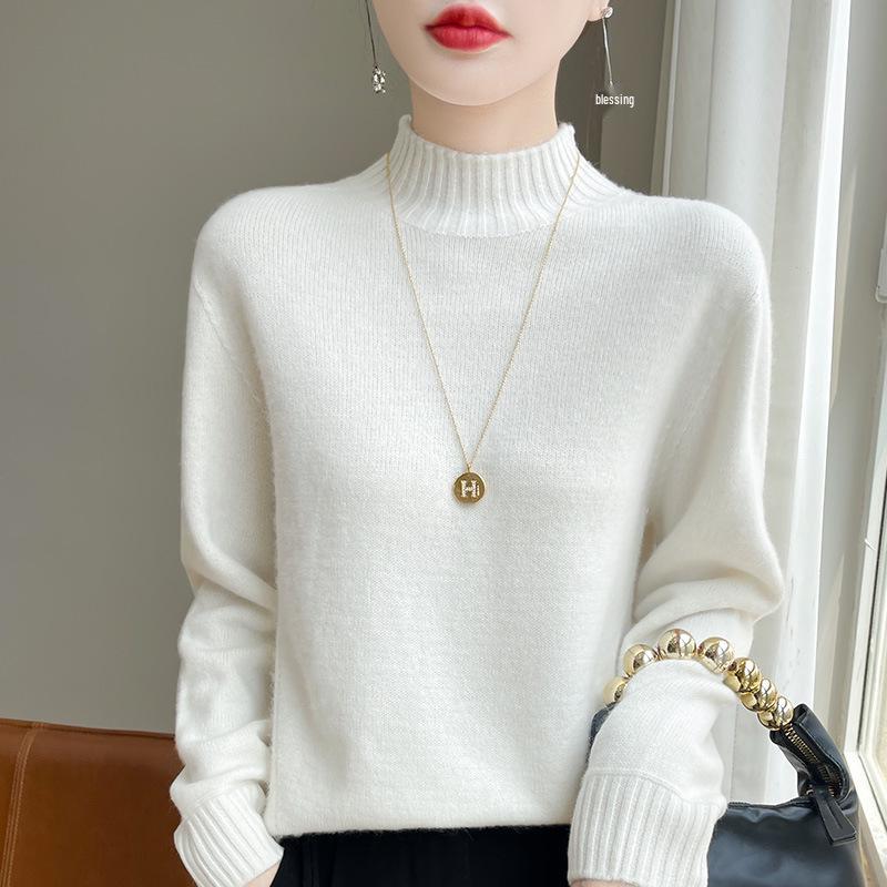 Women's High Neck Loose Knit Pullover Sweater - Autumn/Winter Style
