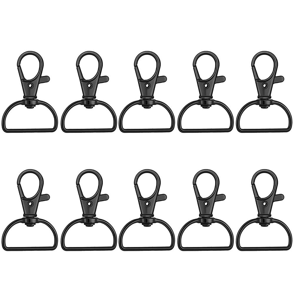 10Pcs Swivel Clasps with D Rings Lanyard Snap Hooks Keychain Clip Hook Metal Lobster Claw Clasps for Key Rings Crafting Sewing