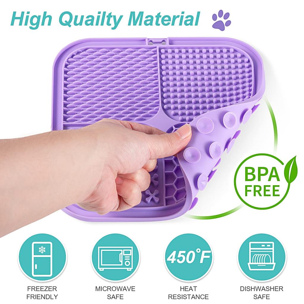 Food Safe BPA Free Easy Clean Silicone Lick Mat for Dogs and Cats Slower Feeder Pet Lick Mat