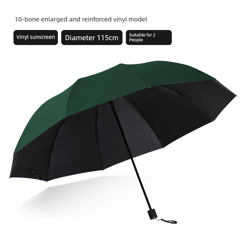 Men's and Women's Large Folding Umbrella, Dual-Purpose Sun and Rain Umbrella, Manual Opening, Black Coating for Sun Protection, Business Advertising