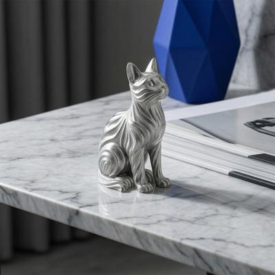 3D Printed Cat Figurines, Modern Artistic Cat Ornaments for Cat Lovers, Artistic Cat Sculpture with Stable Base for Home Entryway Desktop Bookshelf