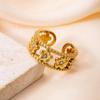 Elegant Gold-Plated Stainless Steel Zirconia Flower Ring for Daily Wear and Special Occasions