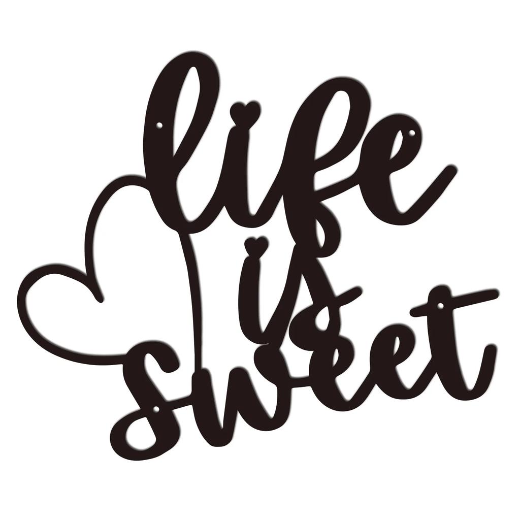 1pc "Life Is Sweet" Metal Wall Art Charming Wall Decor for Living Room, Bedroom, Office, & Dining Room Stylish Lobby Decoration