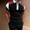 2022 new independent station supply 3D printing lapel short-sleeved pullover casual men's T-shirt zipper POLO shirt