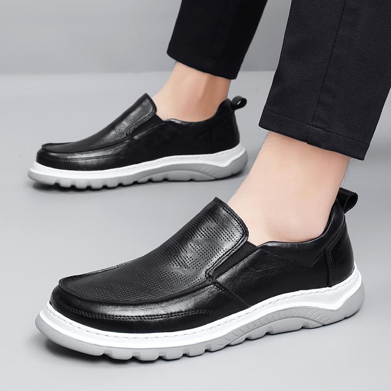 Fashion 2025 Luxury Brand Cowhide Spring and Summer Casual Business Shoes Men Walking Office Shoes Genuine Leather Lazy Driving Shoes
