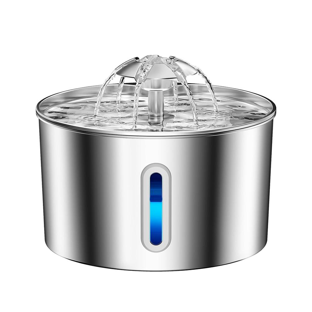 2.2L Stainless Steel Pet Water Dispenser with Dual Outlet Mode and Flower Outlet Design Makes Pets Enjoy Drinking Water More