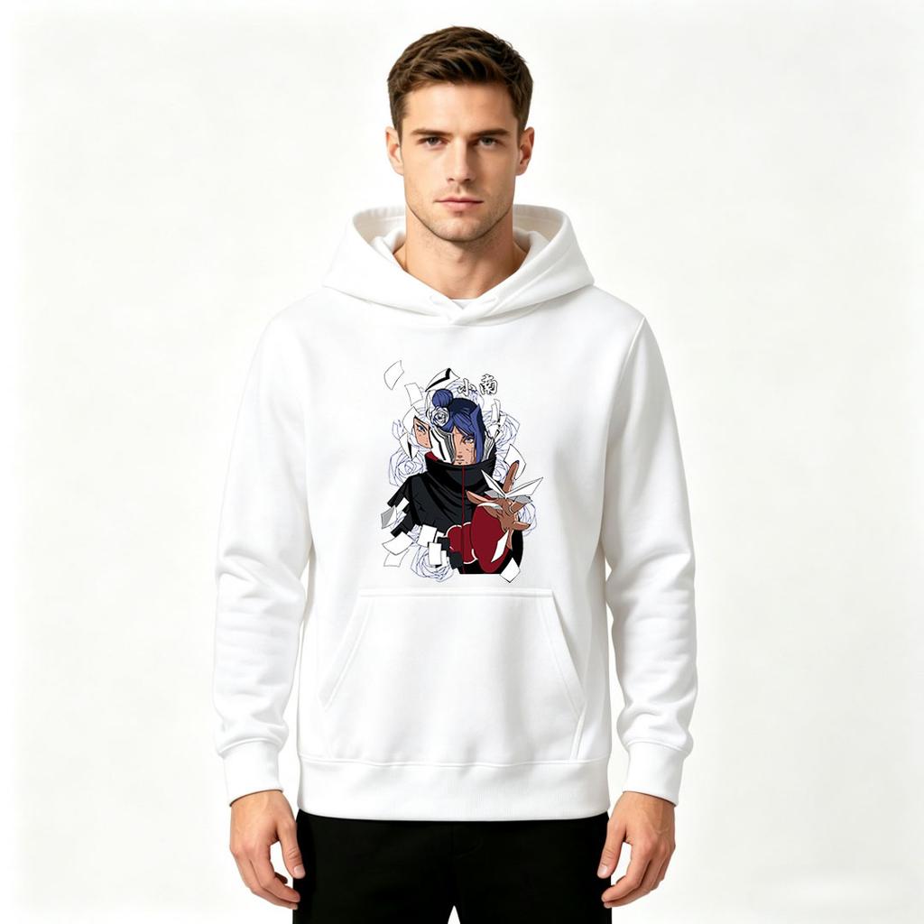 Men's Printed Pullover Hoodie Anime Character Graphic Casual Long Sleeve Sweatshirt for Daily Wear