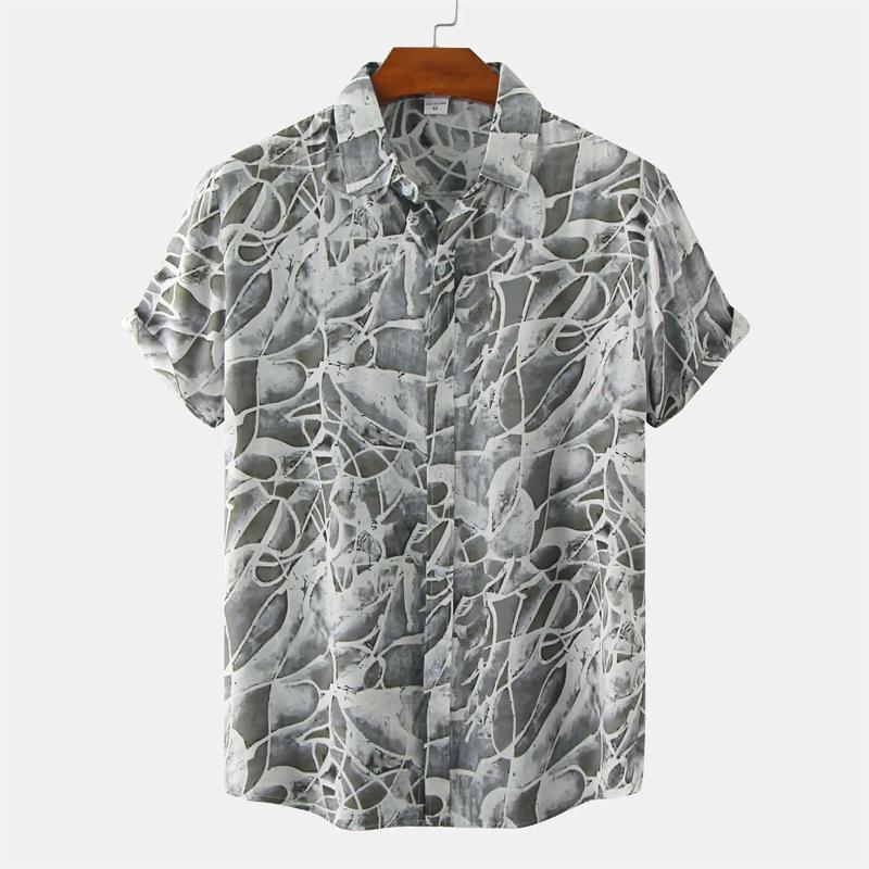 Men's Hawaii Shirts Short Sleeve Lapel Tops New Fashion Flower 3d Print Street Hip Hop Casual Vintage Clothing Male