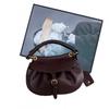 Vintage Washed Leather Saddle Bag - Casual Commuter Handbag Women