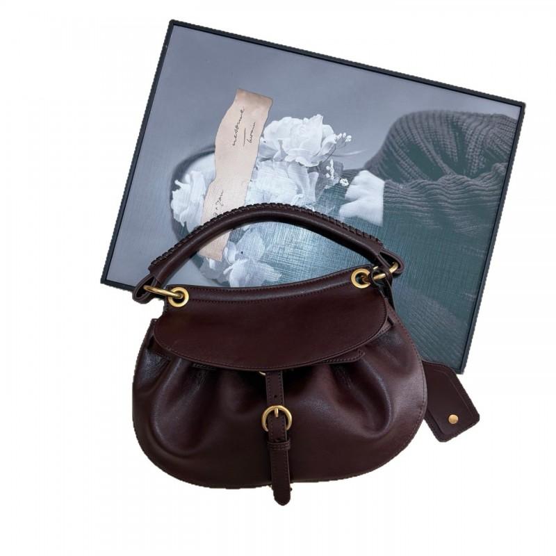 Vintage Washed Leather Saddle Bag - Casual Commuter Handbag Women