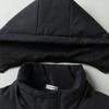 Dibenze Men's Plus Size Mid-Length Detachable Hood Padded Vest