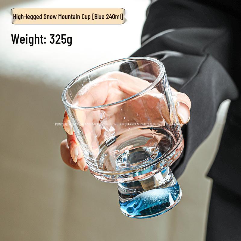Elegant Tall Mountain-View Glass Cup for Cocktails, Coffee & Sparkling Water
