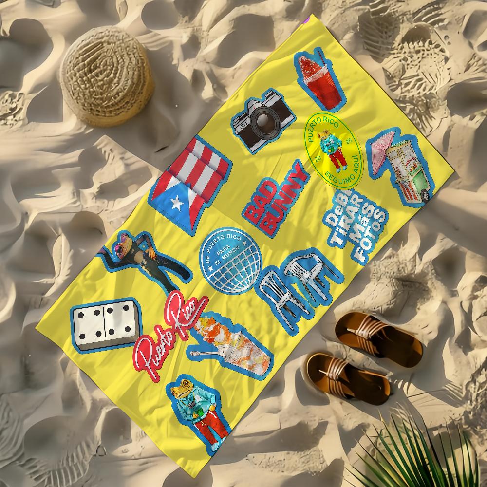 Singer Bad B-Bunny Towel Yoga Gym Yoga Gym Lightweight Portable for Swimming Beach Travel Sports Accessories Sandproof