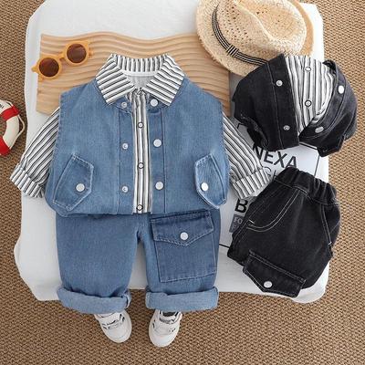 Spring 2025 Boys' Fashionable Sports Vest Suit - Casual Three-Piece Outfit with Shirt