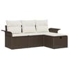 Set de 4 pièces de canapés de jardin avec coussins marron en poly rotin, Canapé de jardin 2 places avec rangement et 3360179