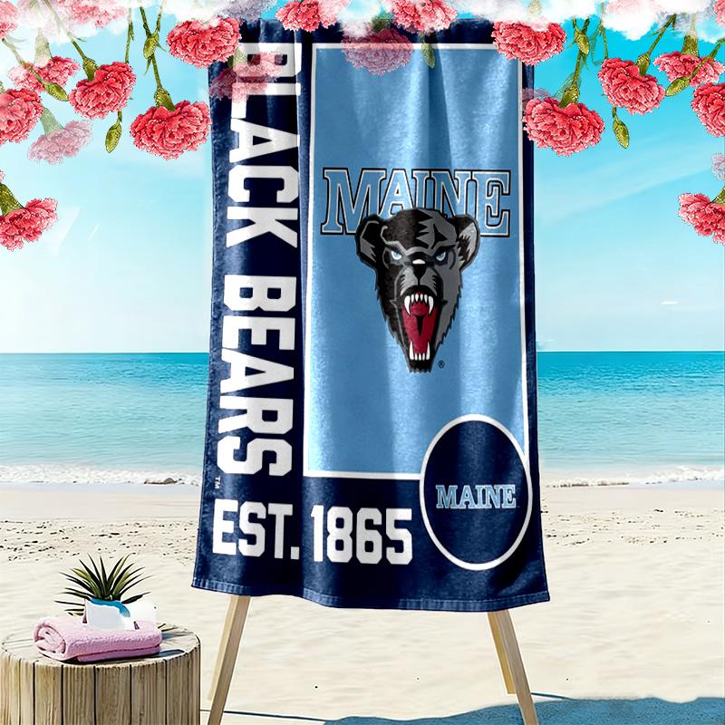 Asciugamano da Spiaggia Stampa Maine Black Bears, Asciugamano Grande Morbido Asciugatura Rapida per Spiaggia Campeggio Nuoto