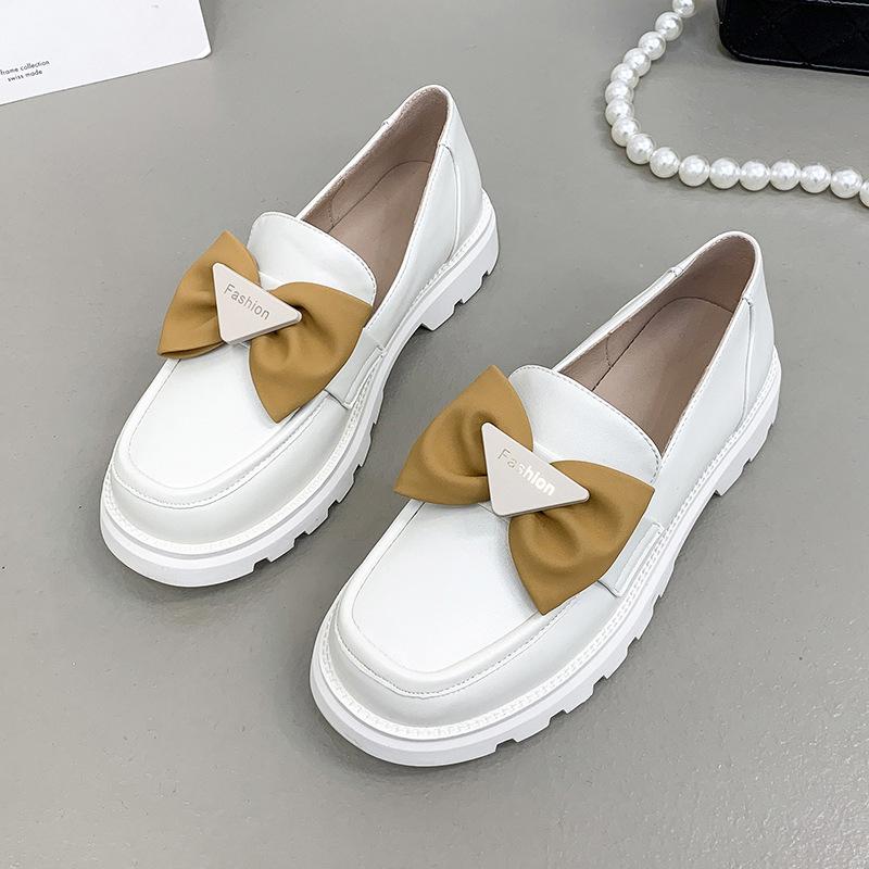 

Spring and Autumn children s leather shoes solid color round head princess shoes student catwalk shoes little girl bow girls single shoes white 39 (inner length 24.5cm)