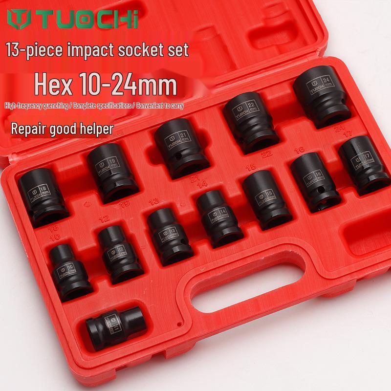 13-Piece Heavy-Duty 1/2-Inch Hex Impact Socket Set for Electric Wrench
