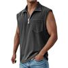 Men's Summer Solid Color Sports Zipper Lapel Vest Men's Sports Casual Vest