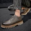 Men's Genuine Leather Retro Large Size Ultra-light Handmade Casual Shoes Men's High-top Ankle Boots