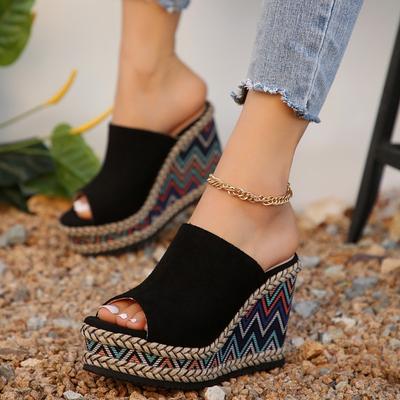 Big Size Women's Shoes One Strap Slope Heel Thick Bottom Sandals Fashion Sandals