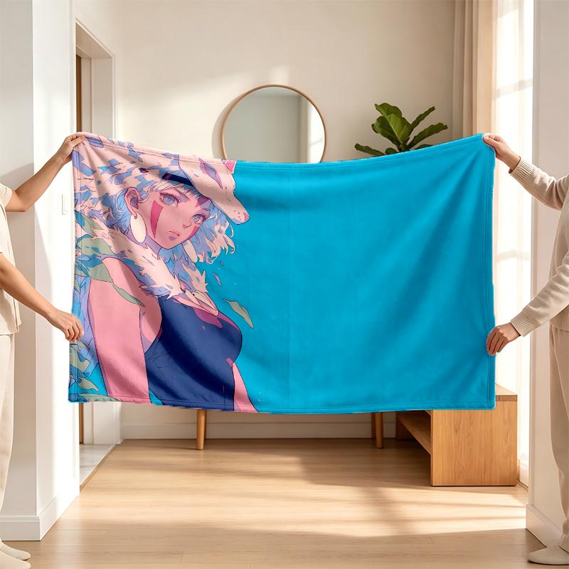 Prinzessin Mononoke (1) Flaneldecke ein weicher Akzent für Schlafzimmer und Wohnzimmer und ein gemütliches Zuhause-Geschenk
