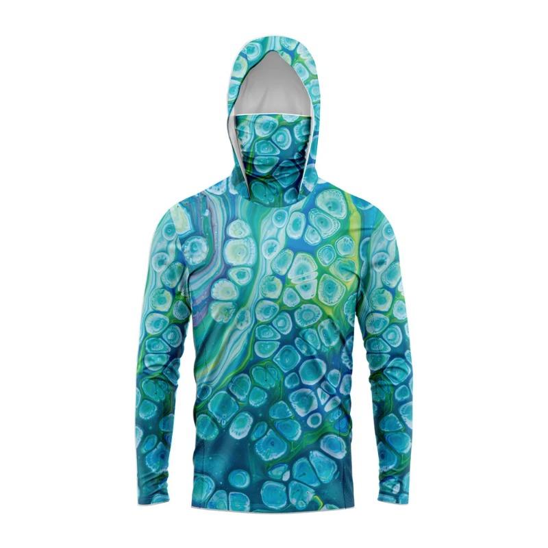 New Men's and Women's Hooded Fishing Shirts with Face Shields, Neck Protection, Sun Protection, Long Sleeved Hoodies