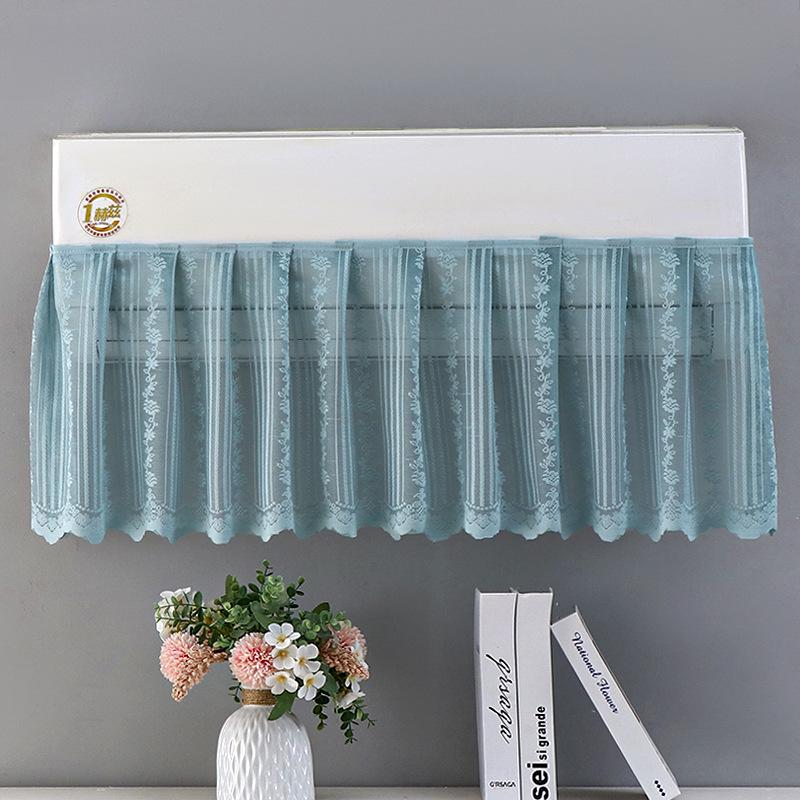 

White Lace Curtain Cover for 1.5HP Air Conditioner - Elegant Dust & Wind Protection for Bedroom. Universal hook cover with Velcro