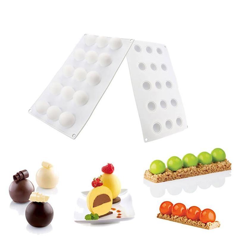 New 1 Pc White Silicone Mousse Mold French Dessert Baking Cake Mold Heart and Round Cupcake Baking Mouss