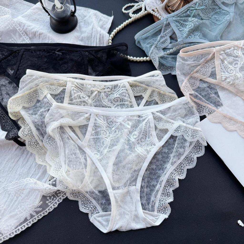 Soldes Panties Dentelle Soie Glacée Taille Basse Femme