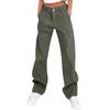 Women's Wide Leg Cargo Pants Flare Pants For Women Double Button Mid Waist Pants Trendy Fashion Casual Pants