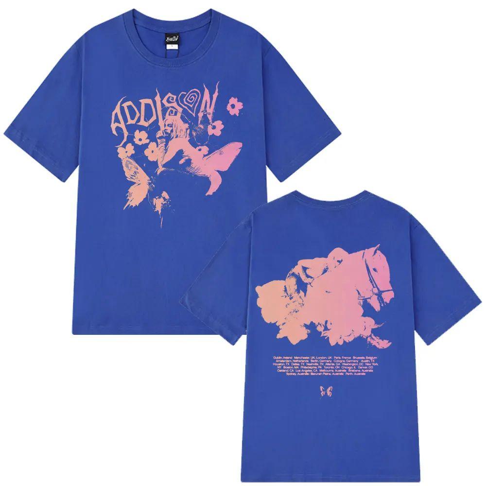 T-shirt Harajuku ADDISON RAE 20252026 Tour Grafica Vintage T-shirt Moda Estetica Top Casual Larghi Manica Corta Unisex