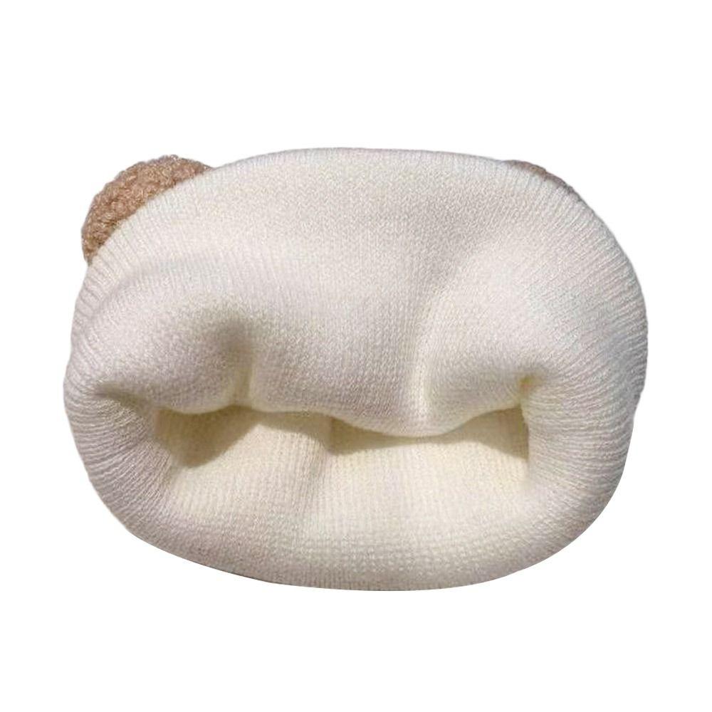 0-3 Lata Jednolity Kolor Dziecięca Czapka Dzianinowa z Pluszowym Pomponem Zimowa Wiatroodporna Czapka Chłopięca Dziewczęca