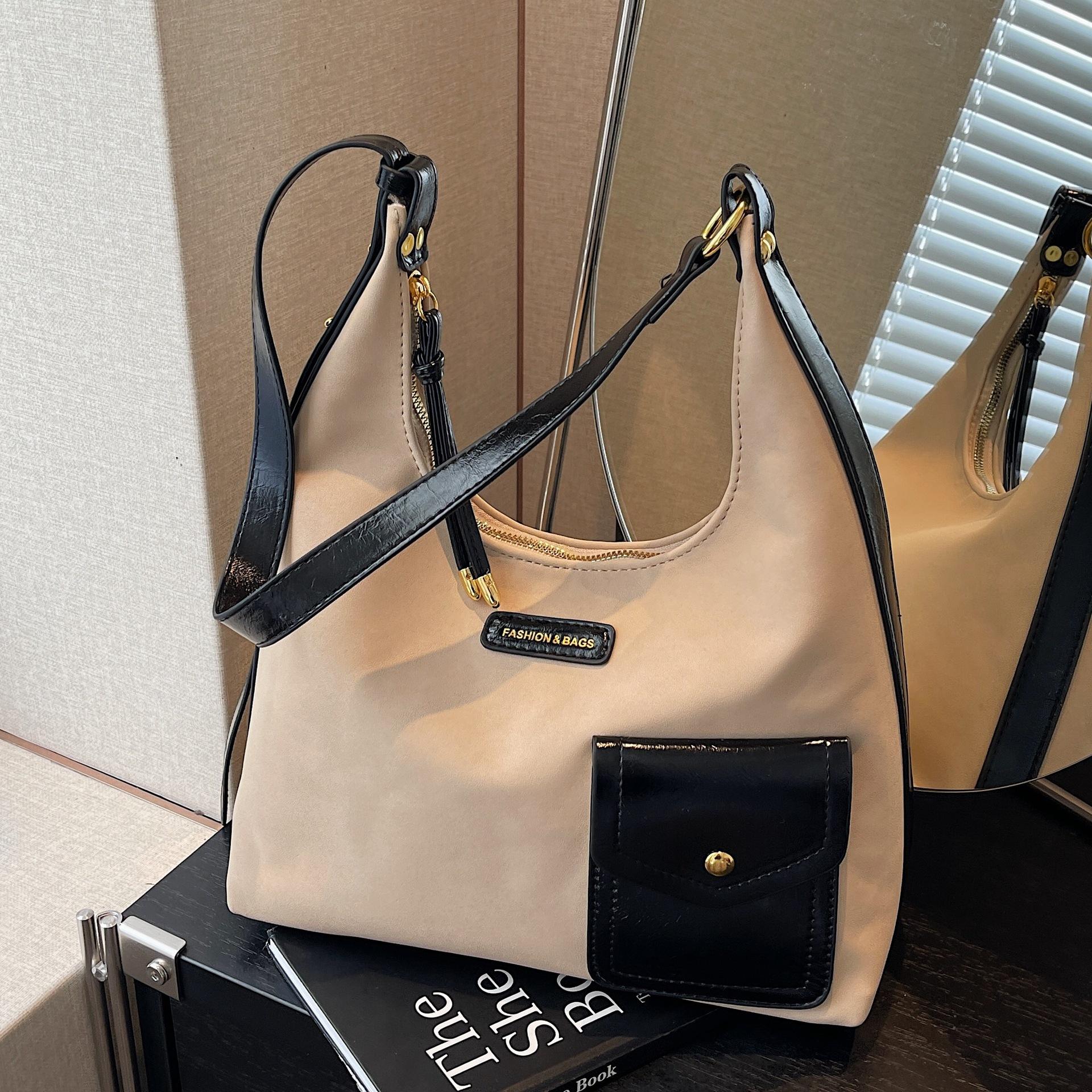 

Large Capacity Retro Bag Women S Autumn Popular Fashion Tote Bag Texture Commuter Shoulder Armpit Bag коричневый