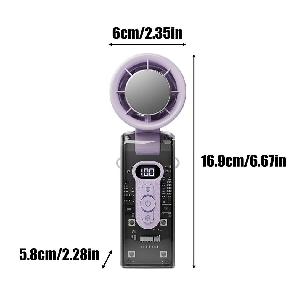 Handheld Fan Rechargeable Personal Fan Handheld With Instant Cooling Plate Cooling Device With LED Light For Workplace Walking